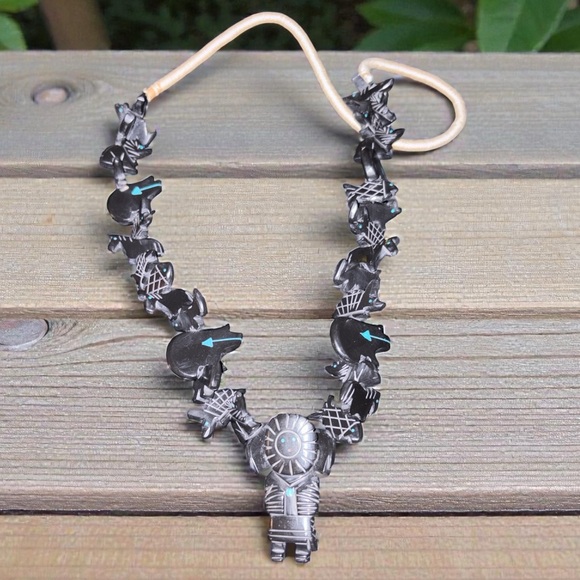 Jewelry - Native Made  Jet Kachina Necklace with turquoise inlay